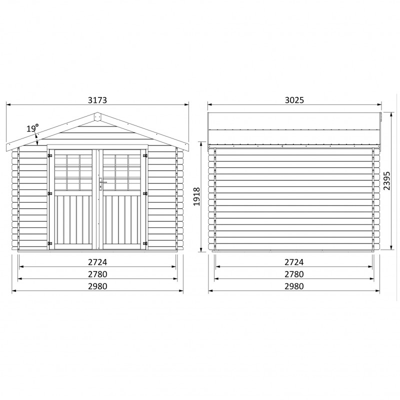 Exteriorea abri de jardin en bois Lodge Natura II schema